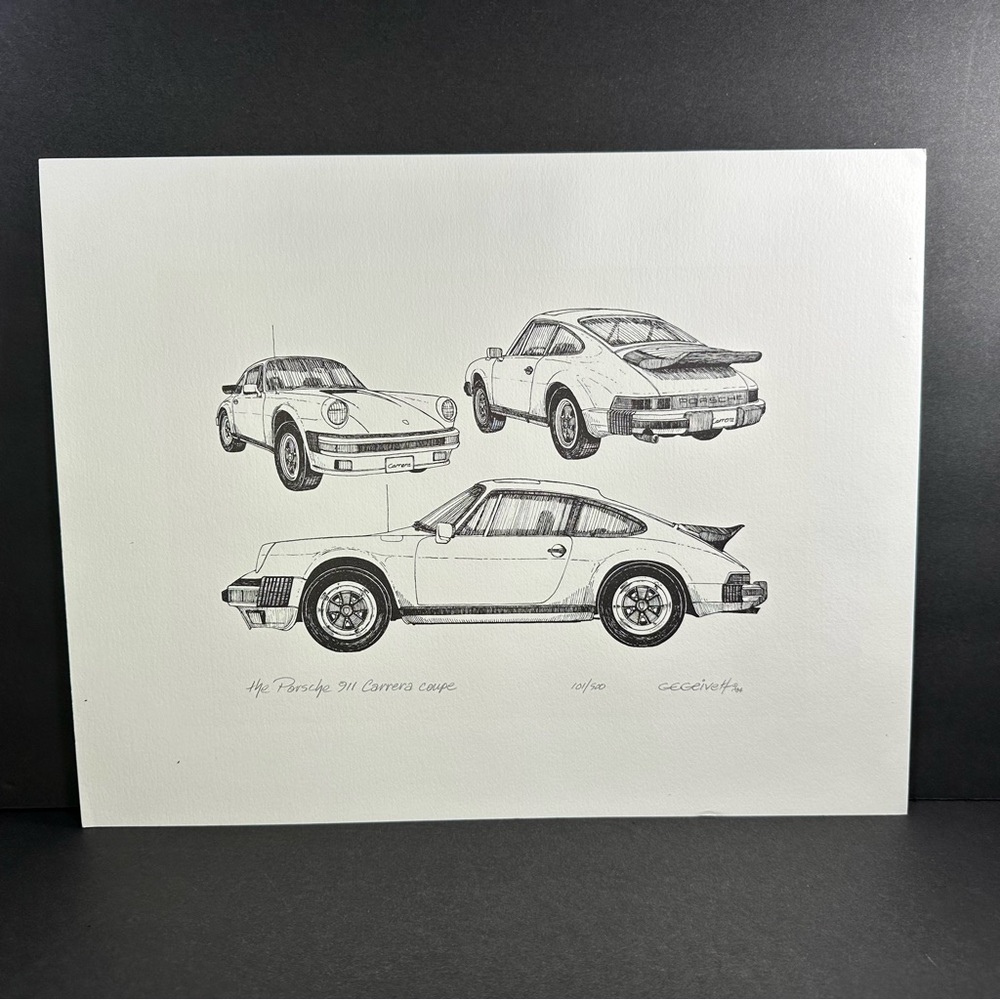 1984 Porsche 911 Carrera Coupe Print G.E. Geivett Limited Art Poster 101/500